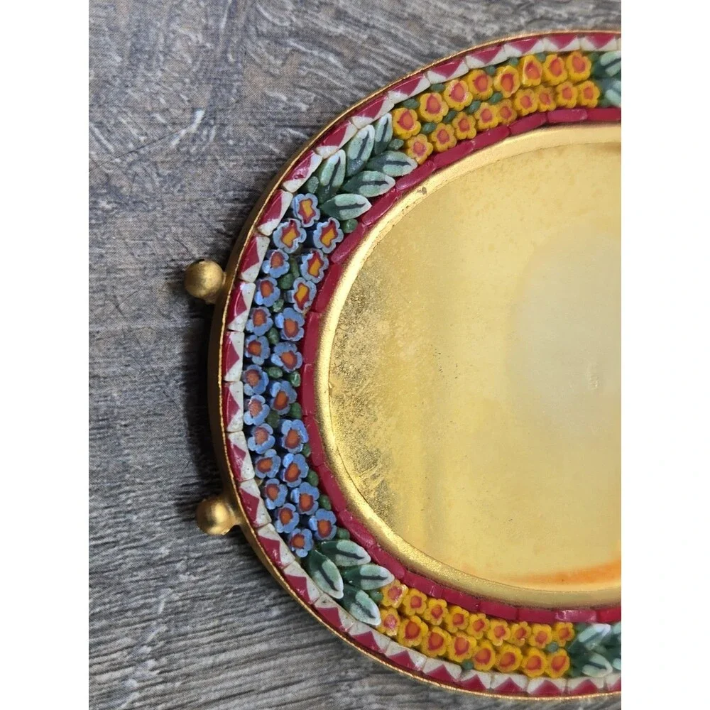 Antique Italian Micro Mosaic Florals Miniature Picture Frame 2